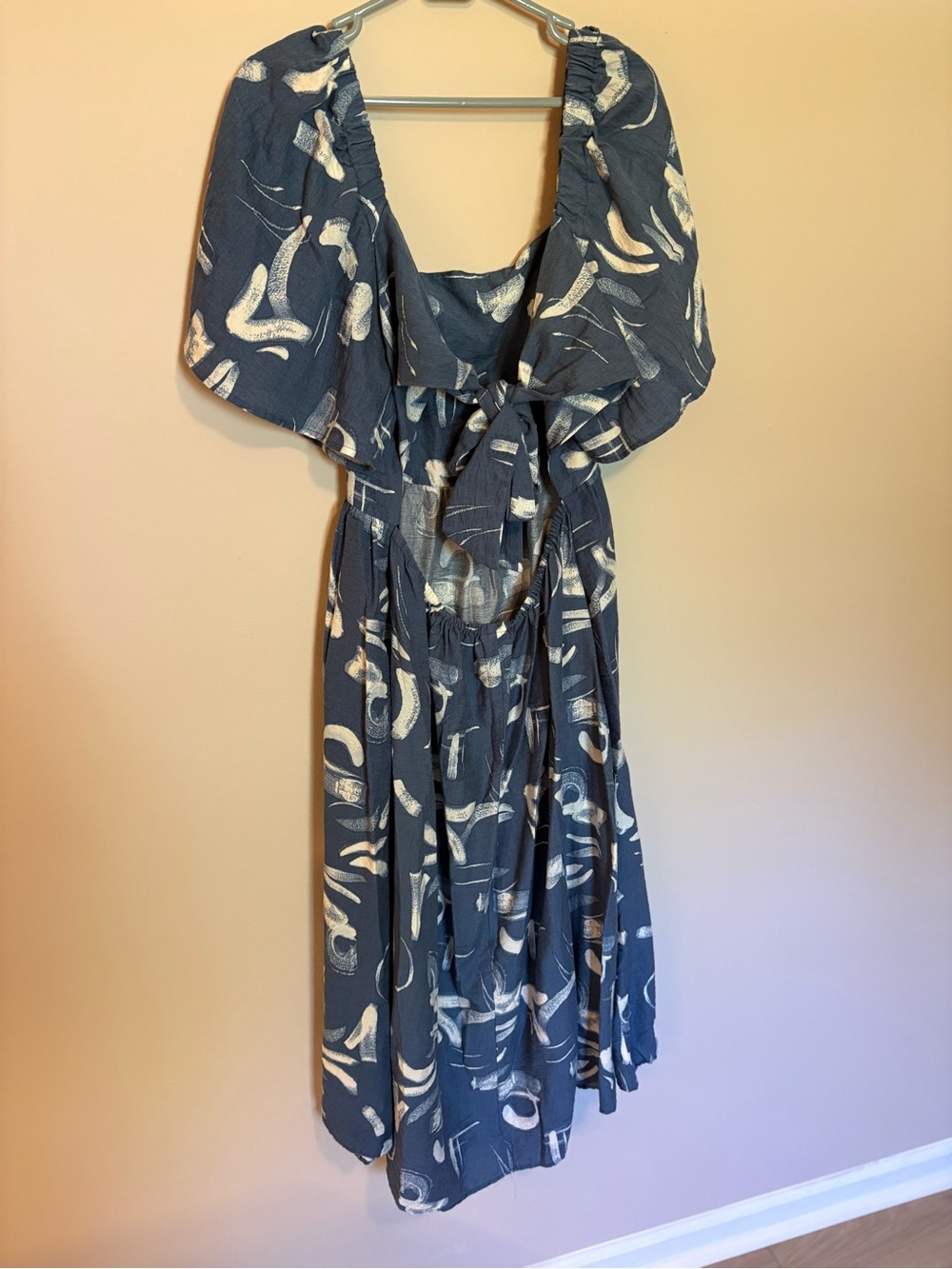 a new day Navy and White Printed Midi Dress with Flutter Sleeves - Picture 2 of 6